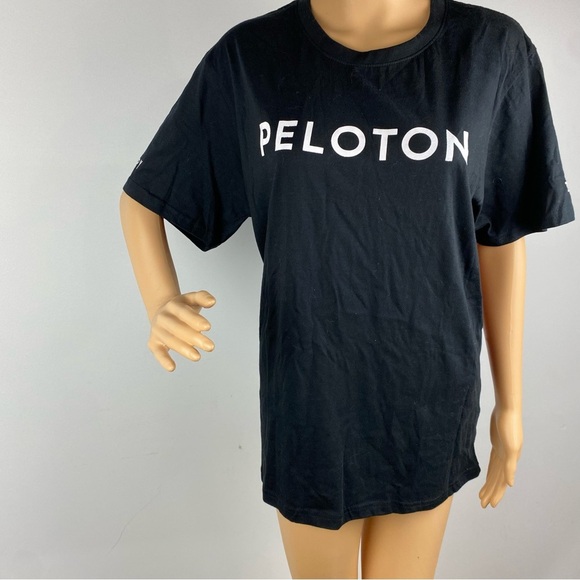 Peloton Womens Large Black Short Sleeve T-Shirt Spell-Out Pre-shrunk - Picture 1 of 7
